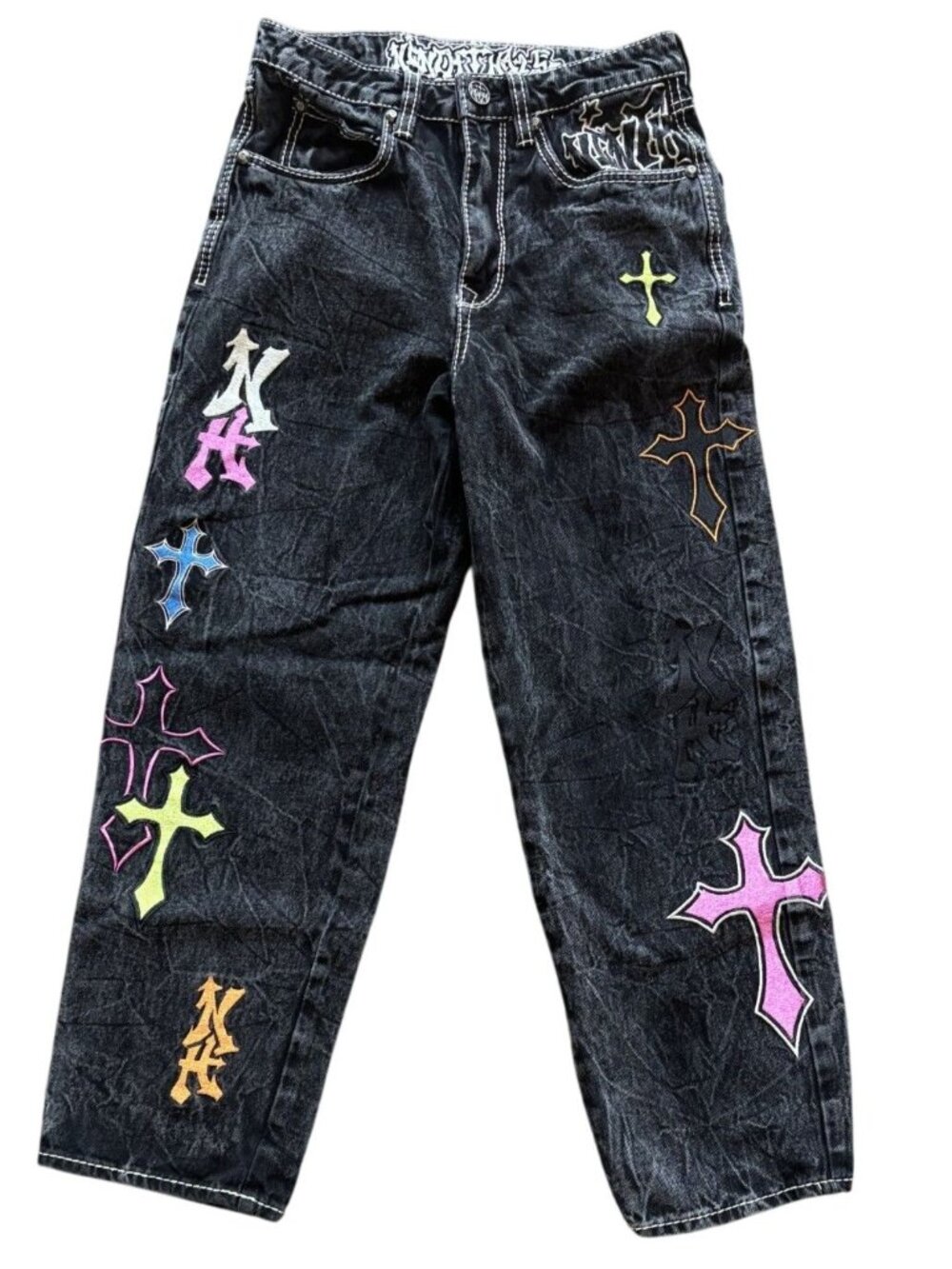 Ninth Hall Ambush Men's Size 28 Cross Embroidered Jeans Y2K